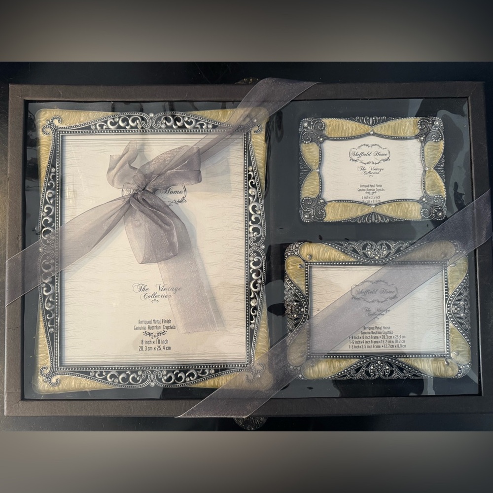 3 Sheffield Home Vintage Elegant Silver and Gold Picture Frame Set